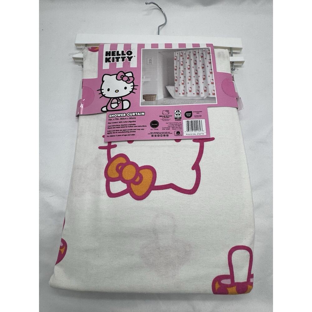 Hello Kitty By Sanrio Shower Kitten 72” X 72” NWT white Pink Kids Bathroom Teens - Picture 4 of 5